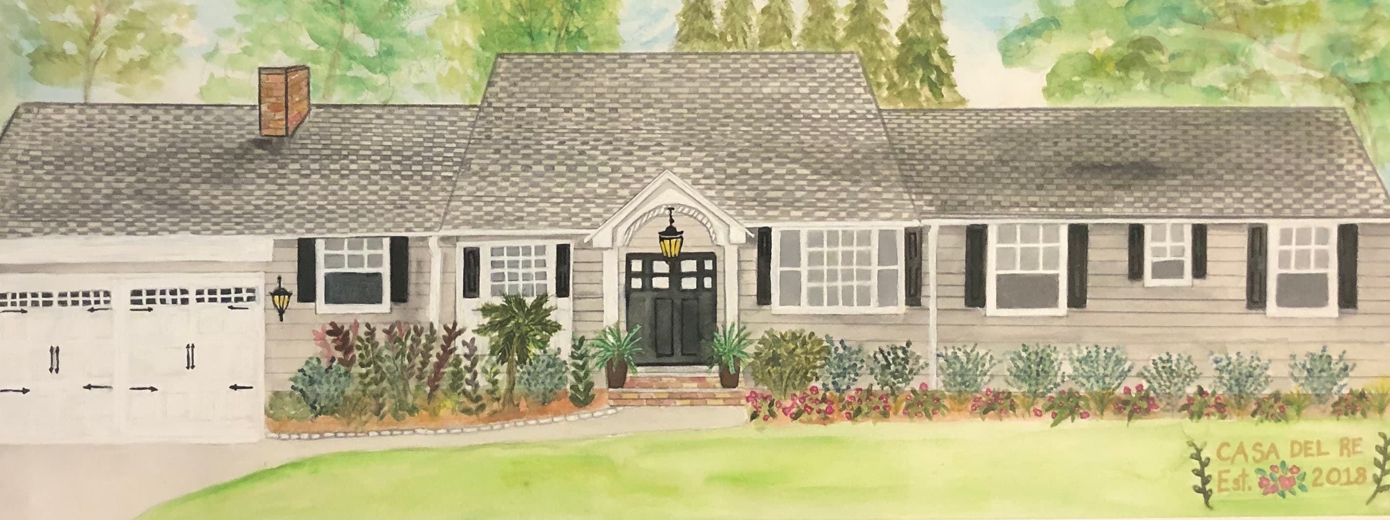 Custom Home Portrait Illustration